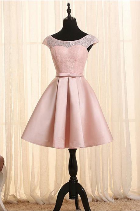 Pink Lace Up Homecoming Dresses,short Homecoming Dresses,cute Dresses,handmade Cocktail Dresses,lace Homecoming Dress