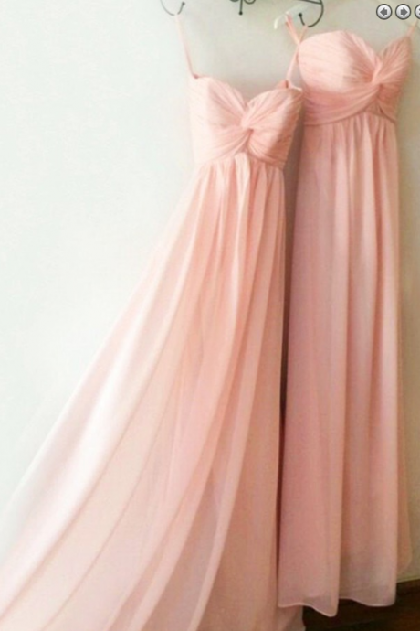 Selling Sweetheart Floor Length Chiffon Pink Bridesmaid Dress With Ruched