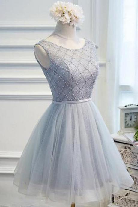 Gray Beaded Homecoming Dresses,lace Up Homecoming Dress,short Homecoming Dresses,homecoming Dress,cute Dresses