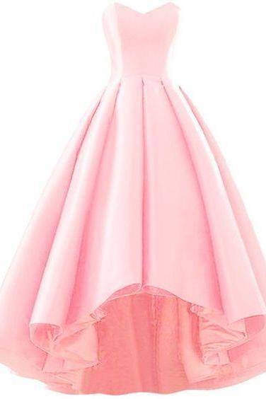 Women Sweetheart Prom Dresses,short Front Long Back, A Line High Low Prom Dresses,pink Party Dresses