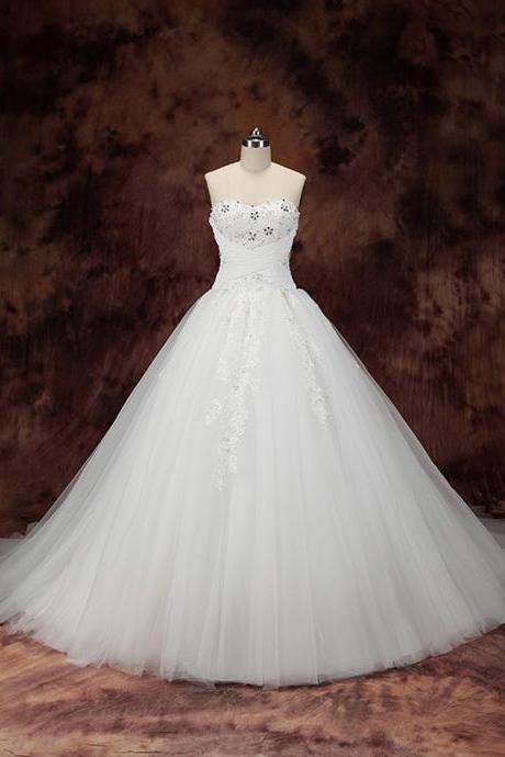 Nectarean Sweetheart Sweep Train Wedding Dress With Beading Lace
