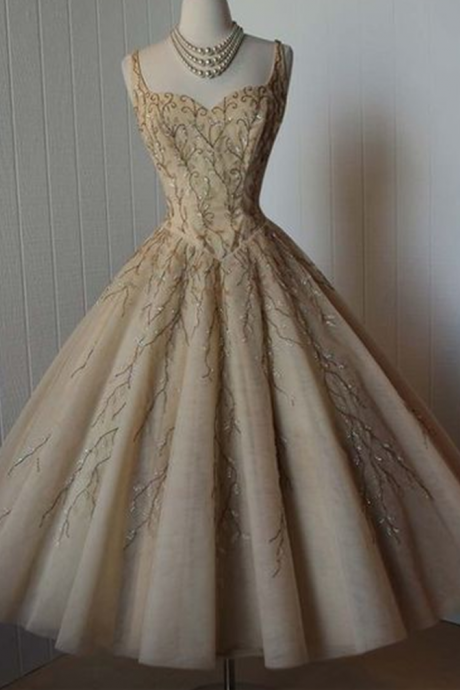 Vintage Prom Dress, Grey Prom Dress, Beading Crystals Homecoming Dress, Tulle Homecoming Gown,pd891