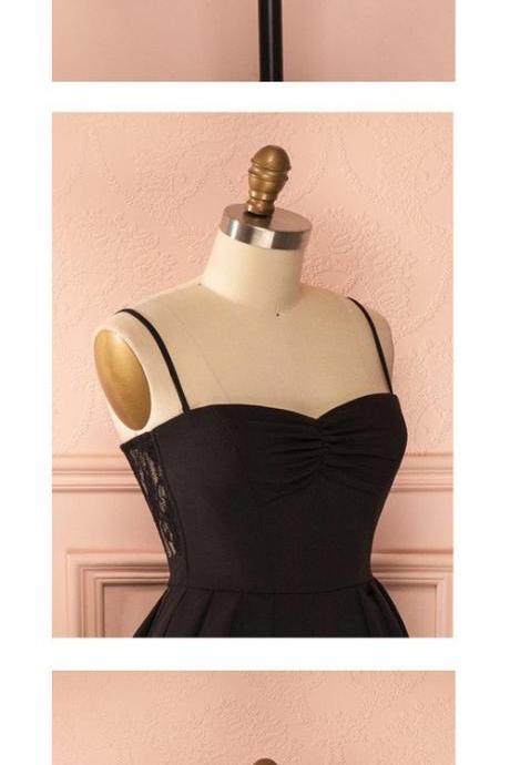 Spaghetti Strap Black Simple Lace Sexy Homecoming Prom Dress,h1227