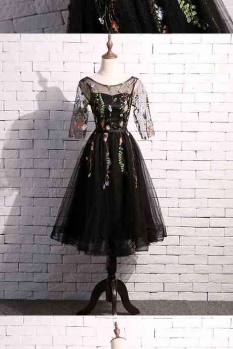 Cute Black Short Prom Dress, Black Homecoming Dress,h1391