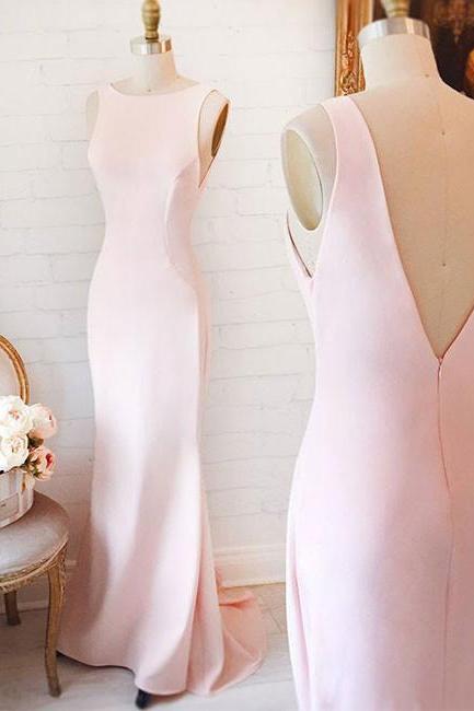 Simple Pink Mermaid Long Prom Dress, Pink Formal Dress For Teens,p1694