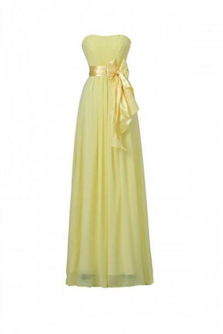 Yellow Sweetheart Bridesmaid Chiffon Prom Dresses Long Evening Gowns,b2044