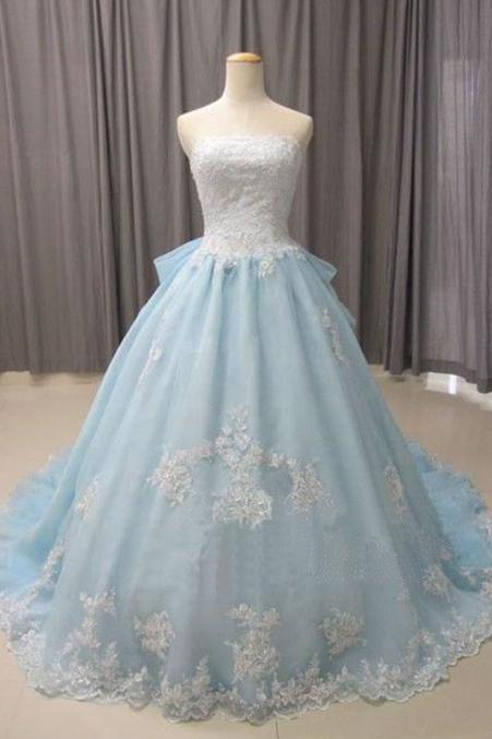 Elegant Strapless Lace Appliques Prom Dresses,sleeveless Sweet 16 Dresses,p2478