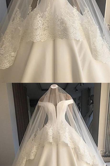 Off Shoulder Floor Length Satin Wedding Dresses Ballgowns,w3298