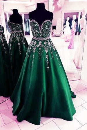 Stunning Sequins Beaded Sweetheart Satin Ball Gowns Prom Dresses 2018,p3724
