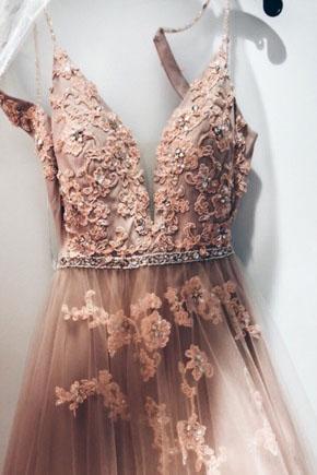 Sweetheart Spaghetti Straps Lace Appliques Floor Length Prom Dress, Formal Evening Dress,p3955