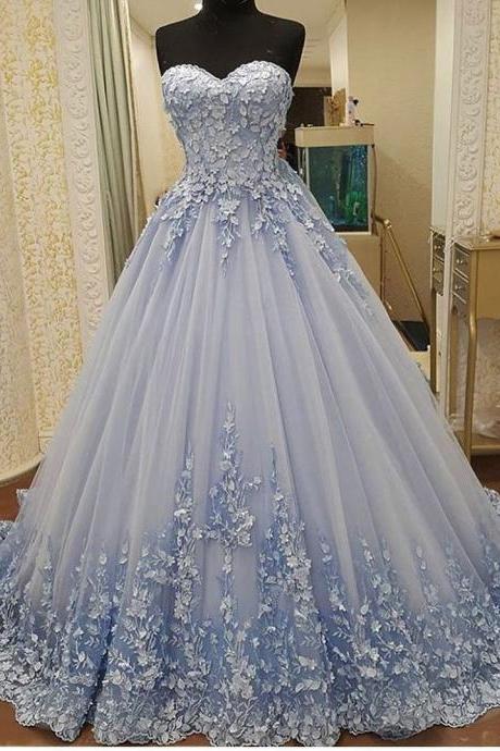 Elegant Tulle Evening Dress, Sexy Ball Gown Appliques Prom Dresses, Formal Evening Gown,p3391