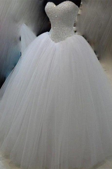 W3546 Dramatic Beaded Bodice Ball Gown Wedding Dress