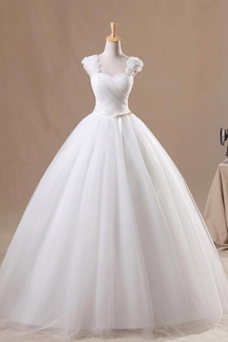 W3548 Bead Bodice Cascading Ruffles Ball Gown Wedding Dress