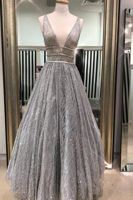 P3610 Sparkly Prom Dresses,silver Sequin Prom Dresses, Long Prom Dresses