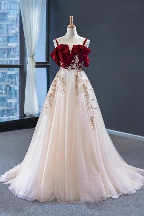 P3617charming Wine Red Top Long Tulle Customize Prom Dress, Evening Dress 2021