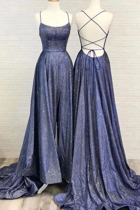 P3626 Sparkly A Line Selling Spaghetti Straps Prom Dresses, Long Evening Dresses