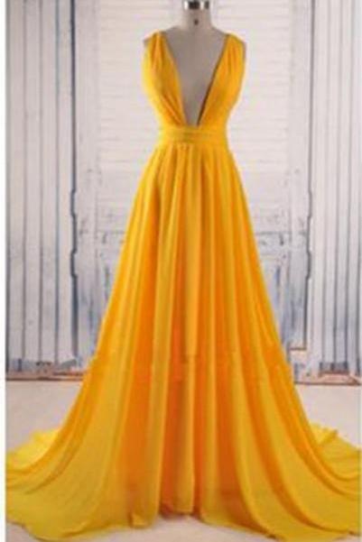 P3629 Backless Prom Gown,open Back Chiffon Evening Dress