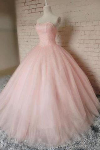 P3630 Pink Ball Gown Beading Long Charming Evening Dress,formal Women Dress,prom Dresses