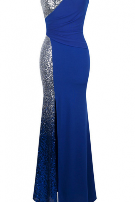 P3689 Strapless Sweetheart Gradient Sequin Ruched Floor-length Prom Dress, Evening Dress With Side Slit