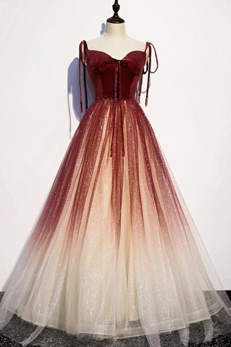 P3709 Burgundy Ombre Tulle Long Velvet Ball Gown Dress Evening Dress