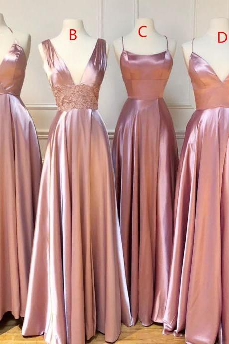 P3720 2022 Long Pink Bridesmaid Dresses For Wedding Party A Line Plus Size Women Dress Gowns