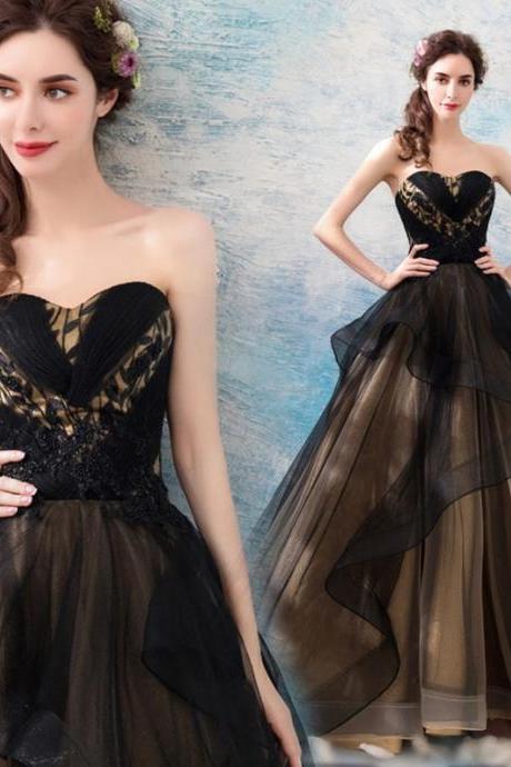 P3733 Vintage Black Wedding Gown Sweetheart Bridal Dresses Lace Formal Dresses for Women Plus Size Prom Dress Black Tulle Evening Party Gown
