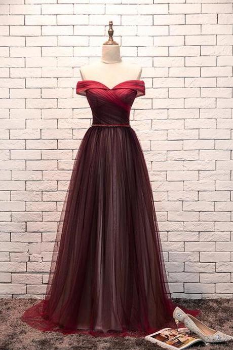 P3830 Gradient Red And Black Tulle Sweetheart Party Dress 2023, Long Formal Gown