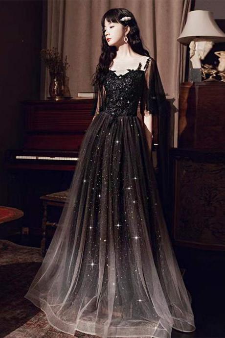 P3593 Shiny Evening Dress, Black Prom Dress,custom Made