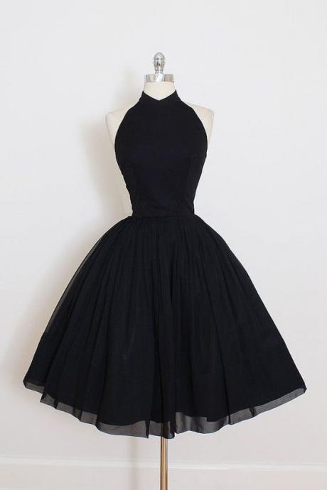 Vintage Short Prom Dress, Black Prom Dress, Simple Prom Dresses, Black Short Prom Dress, Ball Gown, Black Short Evening Dress, Party Dress