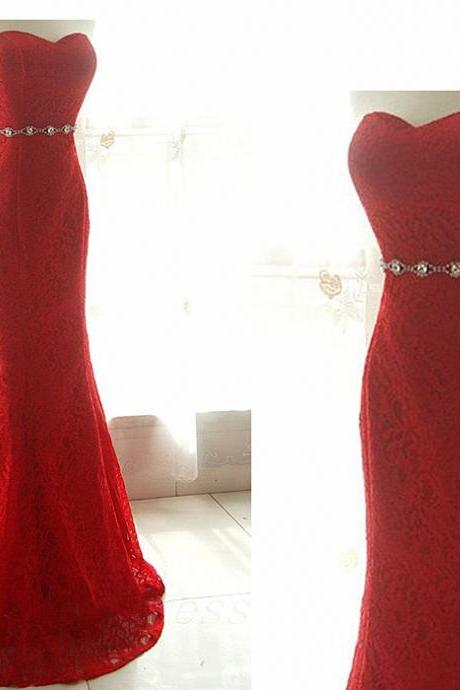 Red Evening Dress Mermaid Evening Dress Elegant Women Evening Dress Lace Evening Dress Handmade Evening Dress Long Evening Dress,301