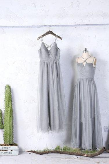 Gray Prom Dress,spaghetti Prom Dress,fashion Prom Dress