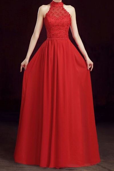 Prom Dress,red Chiffon Prom Dresses,a Line Prom Dress, Simple Evening Dress,appliques Formal Dress