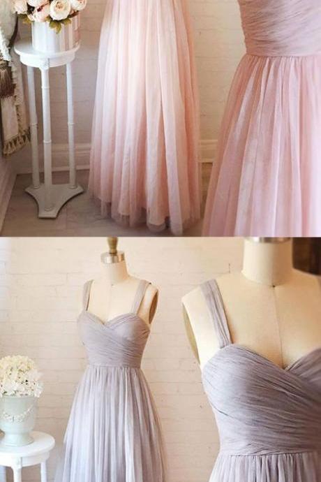 Cute A-line Sweetheart Neck Tulle Pink Long Prom/evening Dress