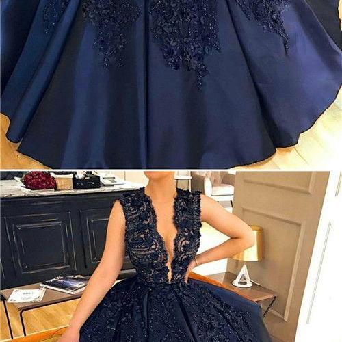 Navy Blue Prom Dresses,country Prom Dresses,lace Prom Dresses,beaded ...