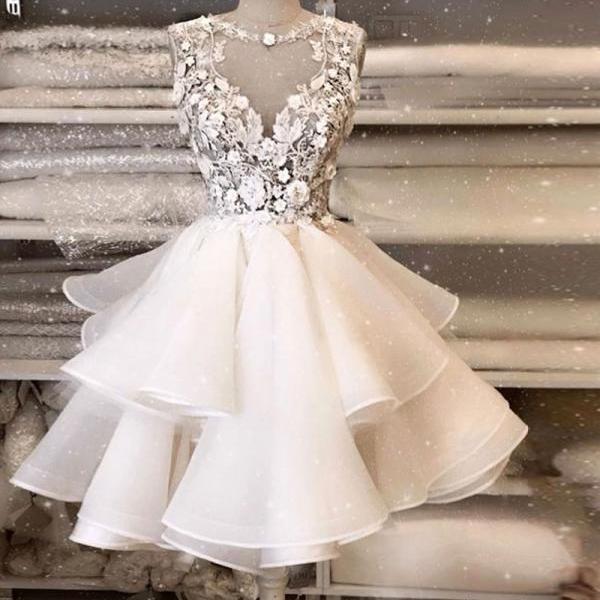 Pretty Tulle Appliques A Line Homecoming Dress Blue Short Birthday Party Dress Y8513