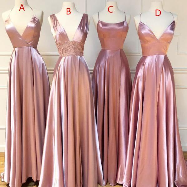 P3720 2022 Long Pink Bridesmaid Dresses for Wedding Party A Line Plus Size Women Dress Gowns