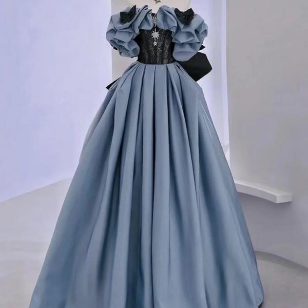 P3591 Sky Blue Evening Dress,luxury Party Dress, Satin Prom Dress,princess Prom Dress,custom Made