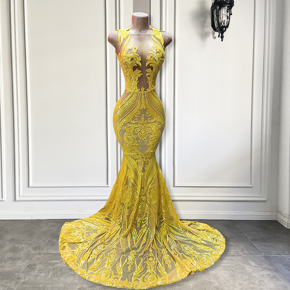 P3766 Real Long Elegant Prom Dresses 2022 Fitted Sheer O-neck Mermaid ...