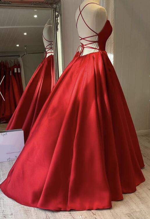 Red Satin Prom Gown – Elegant Ruched Maxi Dress for Formal Events & Dinner Parties