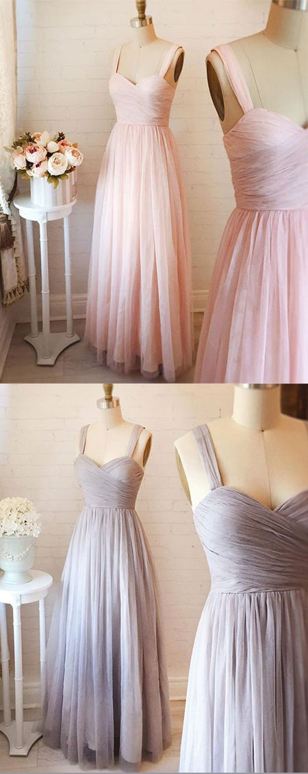Cute A-Line Sweetheart Pink Ruffle Tiered Tulle Long Prom Dress VK24032905